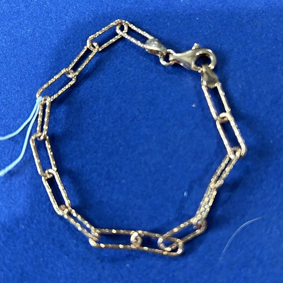 Delmar NEW Rose Gold Vermeil Paper lip Hammered chain bracelet - Picture 4 of 4